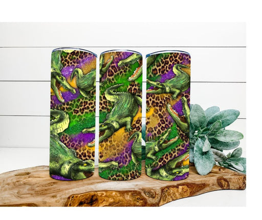 Alligator Tumbler, Mardi Gras Tumbler 20 oz Skinny Tumbler DECOETUMBLER-213 - DecoExchange®