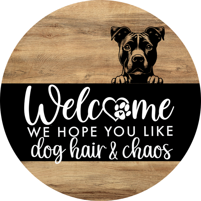 Dog Door Hanger, Hello Brought Treats Door Hanger, DCO-01975-DH, 18" Round Wood