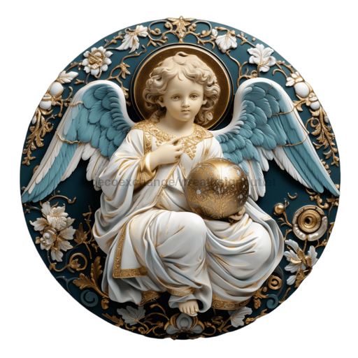 Angel Sign Religious Scene Decoe-4909 10 Metal Round