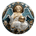 Angel Sign Religious Scene Decoe-4909 10 Metal Round