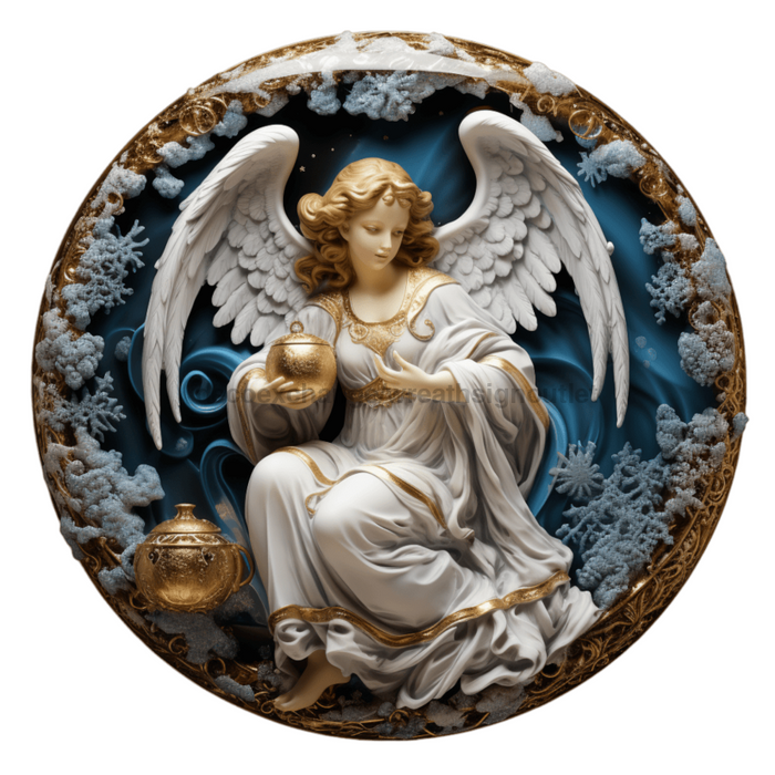 Angel Sign Religious Scene Decoe-4910 10 Metal Round