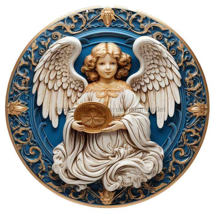 Angel Sign Religious Scene Decoe-4913 10 Metal Round