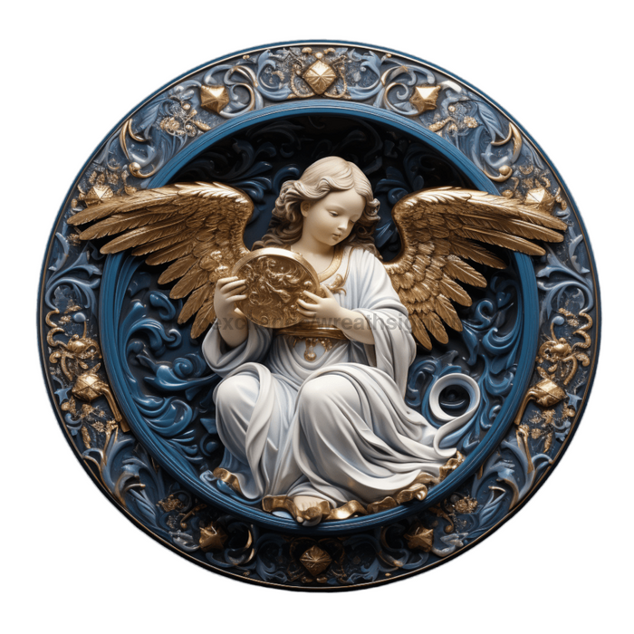 Angel Sign Religious Scene Decoe-4914 10 Metal Round