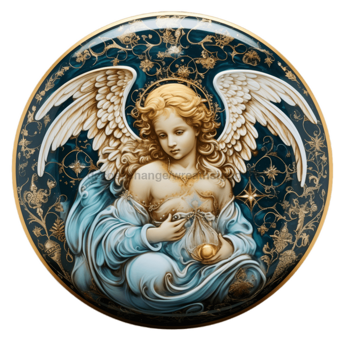 Angel Sign Religious Scene Decoe-4916 10 Metal Round