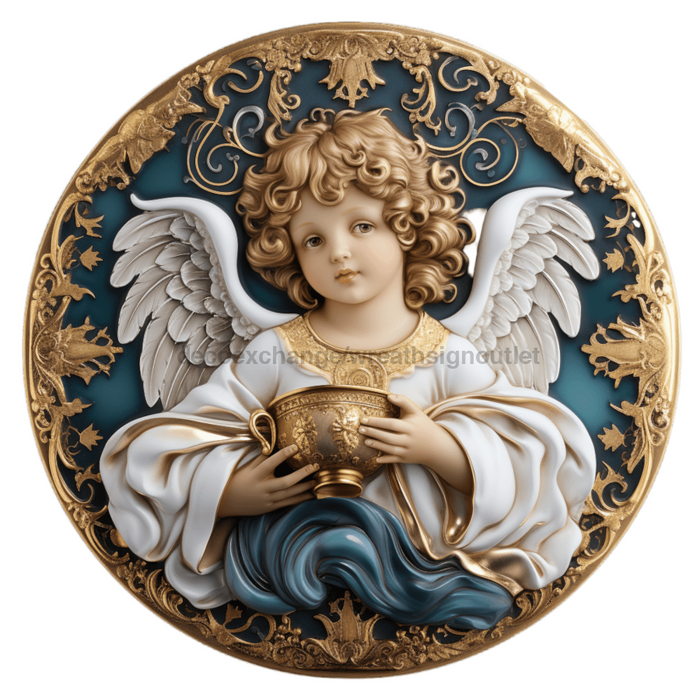 Angel Sign Religious Scene Decoe-4917 10 Metal Round