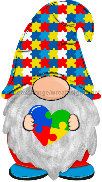 Autism Door Hanger Gnome Decoe - W - 970 - Dh 22’ Wood