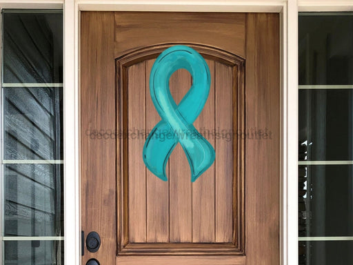Awareness Ribbon Sign Teal Wood Sign Decoe-W-259 22 Door Hanger
