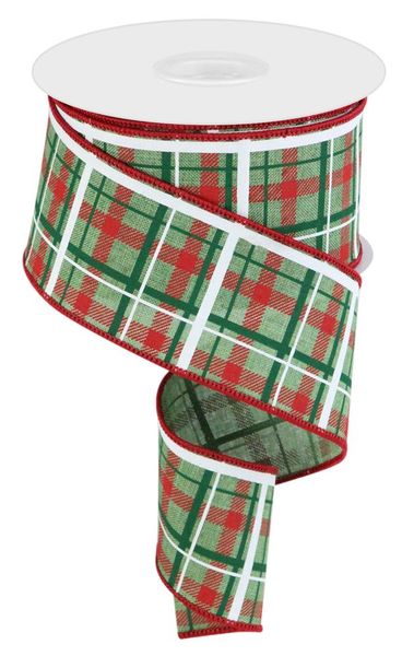 2.5"X10YD Printed PLAID/ROYAL Clover/Red/Emerald/White RGC1541AM