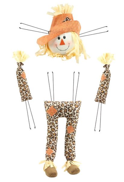 4 Pc 29.5"H Leopard Print Scarecrow Kit Orange/Tan/Brown/Black HA4042