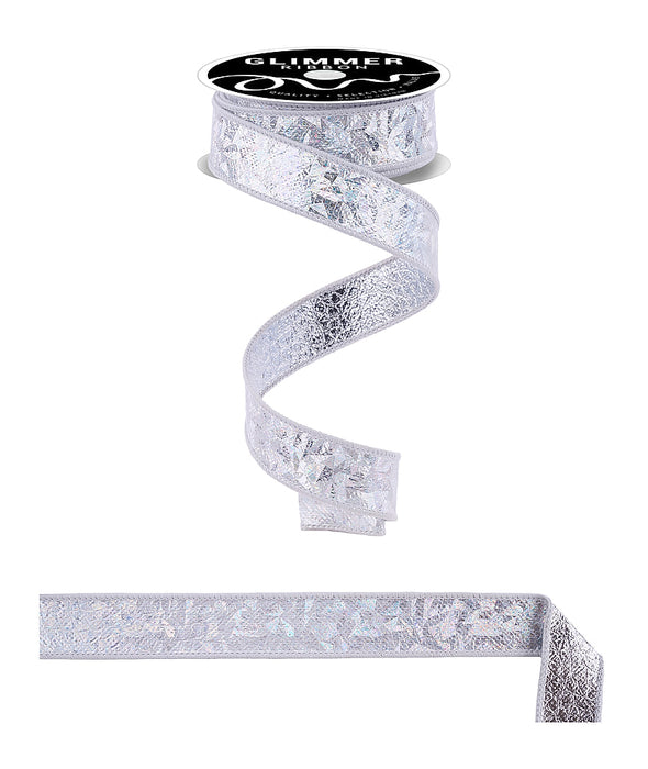 1"X10Yd Scale/Ice Crackle Fused Laser Silver/Shiny Silver NR610826