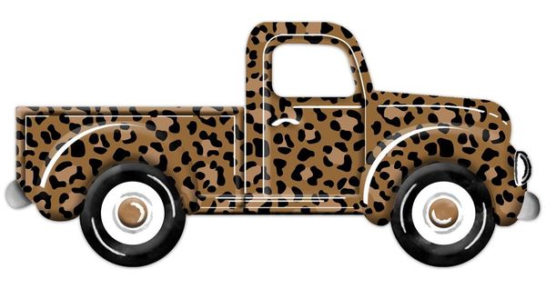 12"LX5.5"H METAL/EMBOSSED Leopard Truck Dk Brown/Brown/Black MD0671