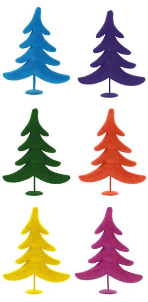 11"HX8.5"L Flocked Whimsical Tree 6 Assorted Bright Colors XT858699