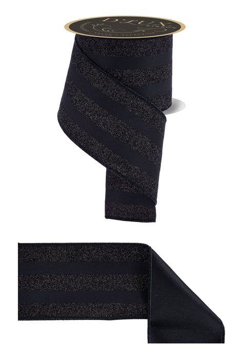 4"X10Yd Vert Glitter Stripe/Fused Black LX330602 - DecoExchange®