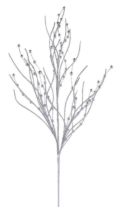 37"L Glitter Ball/Curly Twig Spray Silver XS159126