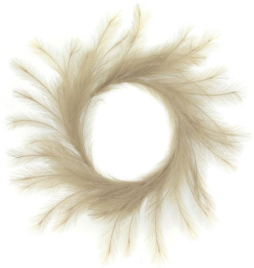 26"DIA Fabric Grass Plume Wreath Natural FG601618