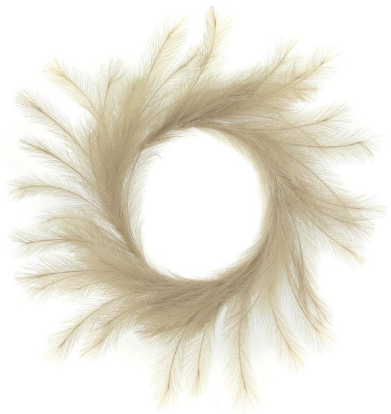 26"DIA Fabric Grass Plume Wreath Natural FG601618
