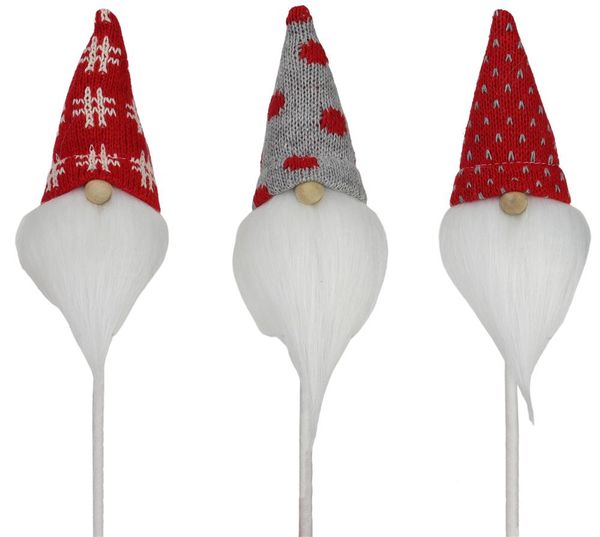 3 Asst 12.25"L KNIT/FAUX Fur Gnome Pick Red/White/Grey XP1022
