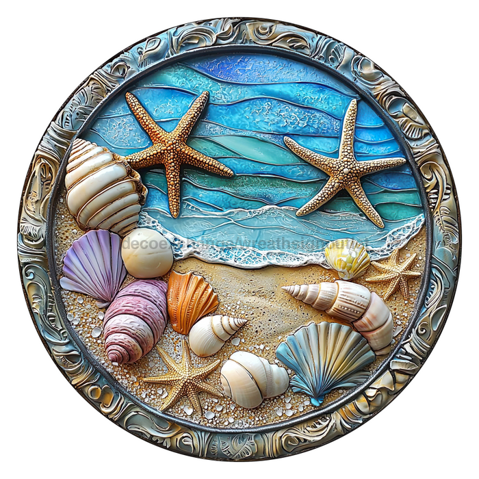 Beach Sign, DCO-102708, Sign For Wreath, 10" Metal Sign