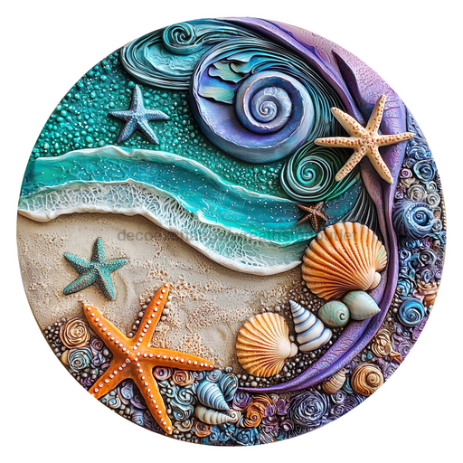 Beach Sign, DCO-102714, Sign For Wreath, 10" Metal Sign