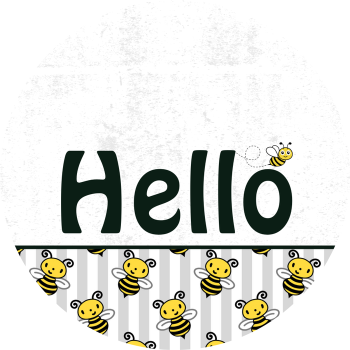 Bee Door Hanger Hello Dco-01415-Dh 18’ Round Wood