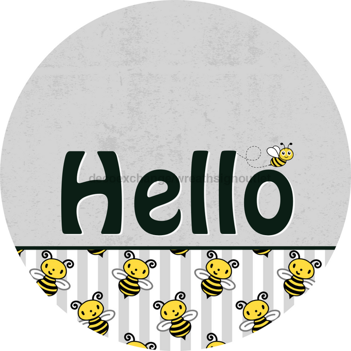 Bee Door Hanger Hello Dco-01416-Dh 18’ Round Wood
