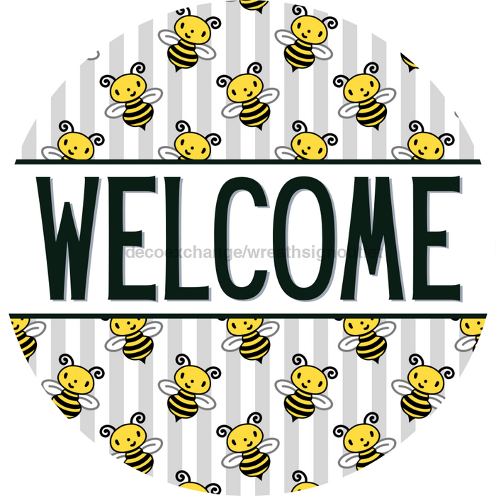 Bee Door Hanger Welcome Dco - 01391 - Dh 18’ Round Wood