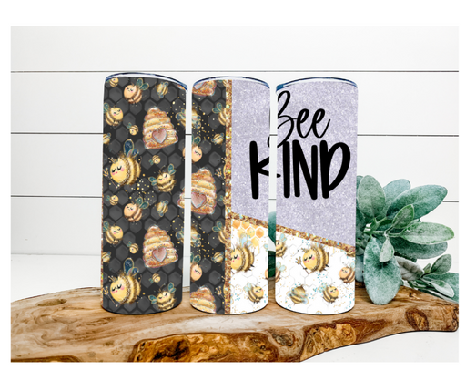 Bee Kind Tumbler, Funny, 20 oz Skinny Tumbler DECOETUMBLER-156 - DecoExchange