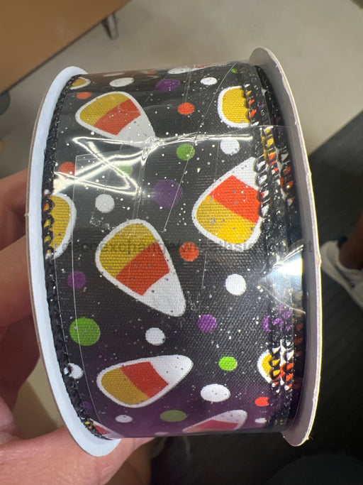 Blk Glt Stn/Candy Corn N Dots 1.5’’X10Y 51508-09-01 Ribbon