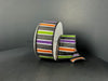 Black Glitter Satin/Purple-Lime-Orange-White Horizontal Stripes 1.5’’X10Y 51510-09-21 Ribbon