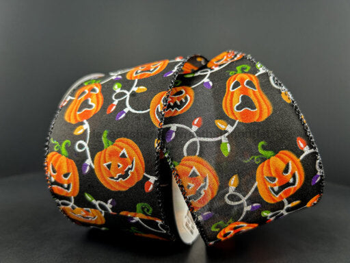 Blk Stn/Jack O Lanterns-Lights 2.5’X10Y 51406-40-21 Ribbon