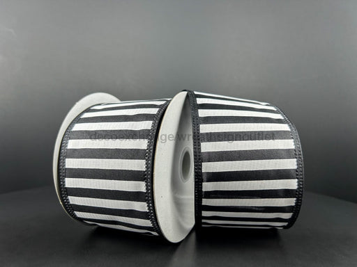 Black Satin With White Stripes And Lime Edge Ribbon 2.5 Inches X 10 Yards 46425-40-21