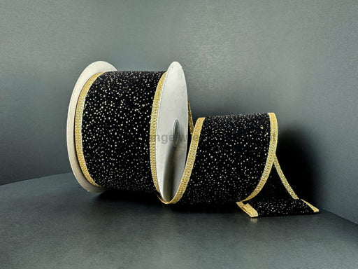 Blk Velvt/Gld Sparkle-Edg 2.5’’X10Y 76575-40-20 Ribbon