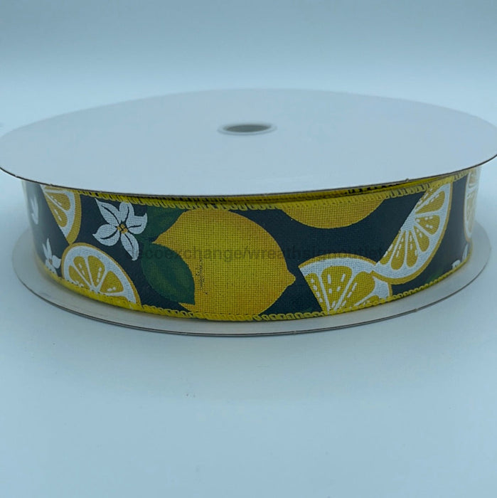 Blk Linen/Lemons-Flwrs, 1.5"X50Y 841-09-220 - DecoExchange
