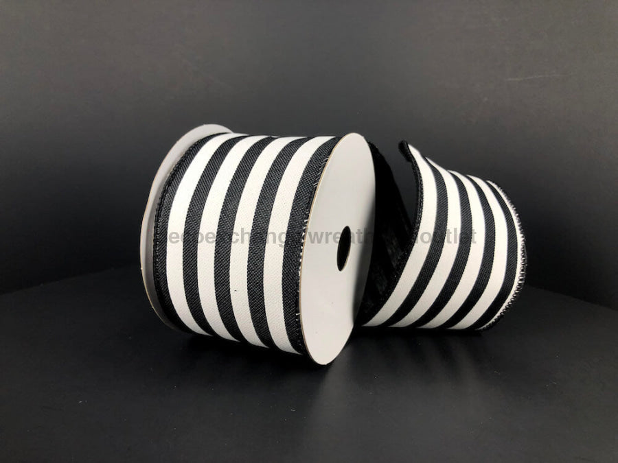 Blk Linen/Wht Wide Cabana Strps 2.5’’X10Y 41325-40-21 Ribbon