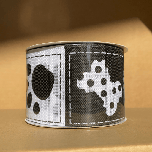 Blk-Wht Doggie Pawprnts-Bones, 2.5"X10Y 45009-40-21 - DecoExchange