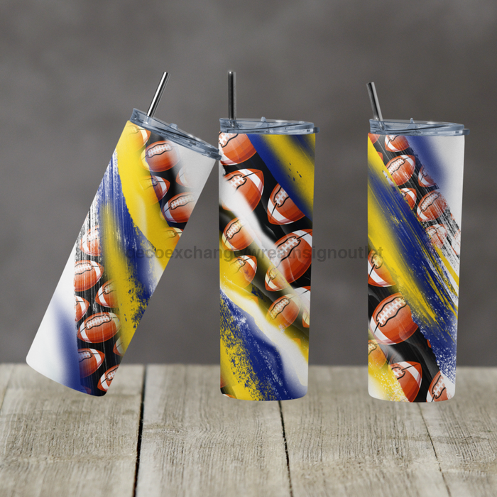 Blue And Yellow Football Tumbler 20 Oz Skinny Decoetumbler-328