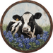 Blue Bonnets and Cow Sign, DECOE-5303-D, Sign For Wreath, 10" Wood Sign