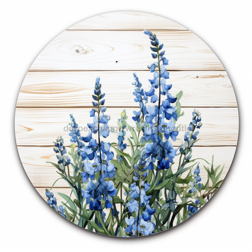 Blue Bonnets Sign Spring Dco-00869 For Wreath 10 Round Metal