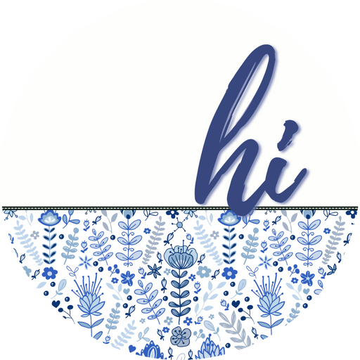 Blue Floral Door Hanger Dco-01575-Dh 18’ Round Wood