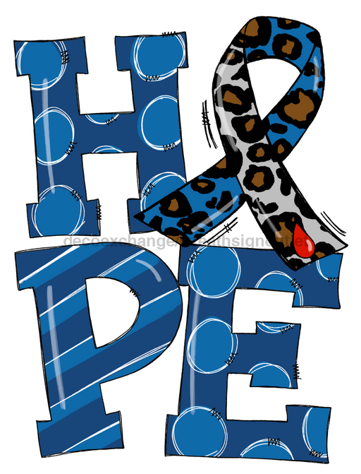 Blue Hope Sign Awareness Door Hanger Wood Sign Decoe-W-0132 22