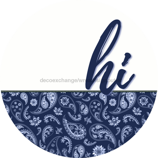 Blue Paisley Door Hanger Dco-01574-Dh 18’ Round Wood