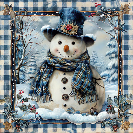 Blue Snowman Sign, DCO-102096, Sign For Wreath, 10x10in Metal Sign