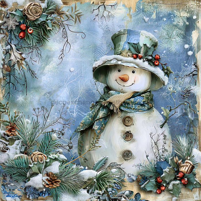 Blue Snowman Sign, DCO-102107, Sign For Wreath, 10x10in Metal Sign