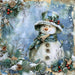 Blue Snowman Sign, DCO-102107, Sign For Wreath, 10x10in Metal Sign
