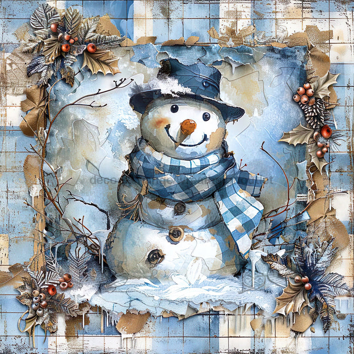 Blue Snowman Sign, DCO-102110, Sign For Wreath, 10x10in Metal Sign