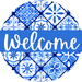 Blue Welcome Door Hanger Dbj-0414-Dh 18 Round