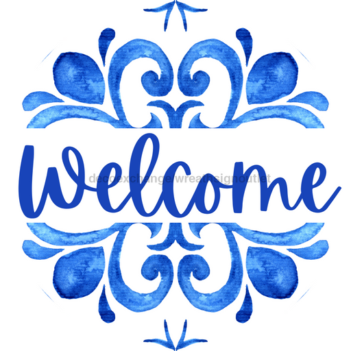 Blue Welcome Door Hanger Dbj-0417-Dh 18 Round