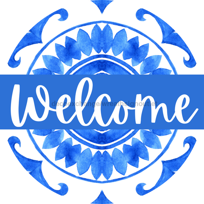 Blue Welcome Door Hanger Dbj-0419-Dh 18 Round