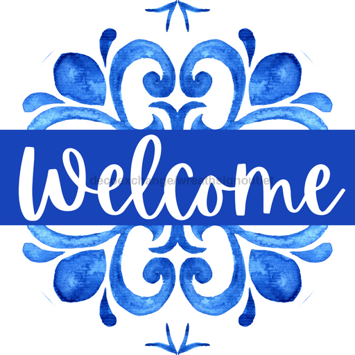 Blue Welcome Door Hanger Dbj-0420-Dh 18 Round