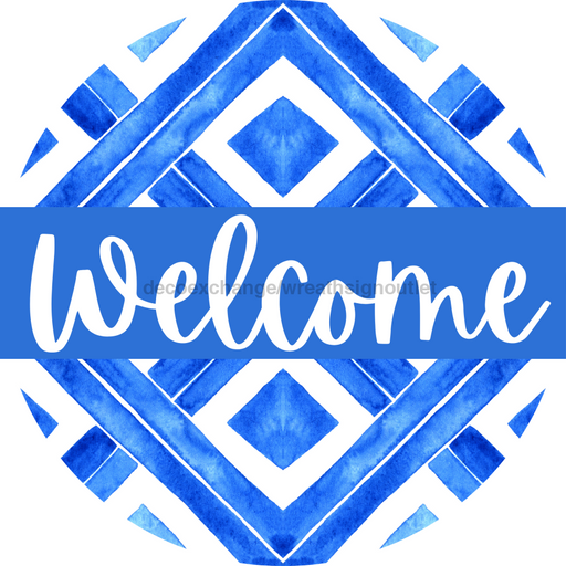 Blue Welcome Door Hanger Dbj-0421-Dh 18 Round